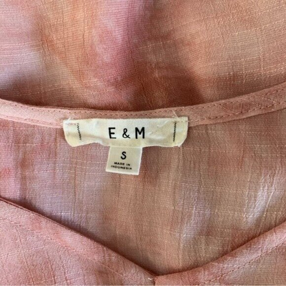 E M Small Pink Boho Button Down Sleeveless Camisole Tank Top Flowy Trendy - Picture 4 of 5